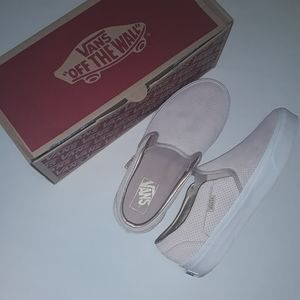 Van's light pink slip on perforated  suede shoe